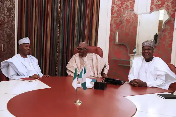 President Buhari Meets With Dogara And Saraki